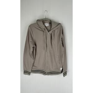 Five Four Yonas Zip Up Hoodie Pullover Taupe Mens Large New Long Sleeve Grey